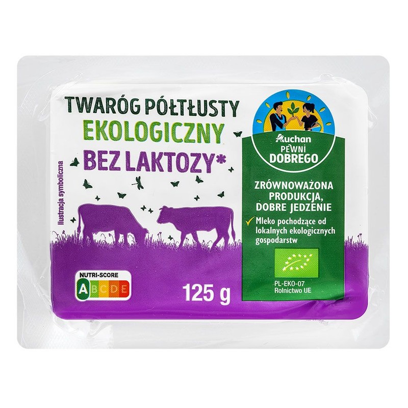 Twaróg półtłusty bez laktozy   Pewni Dobrego 125 g