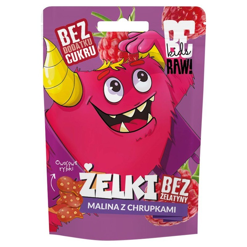 Żelki malinowe z chrupkami ryżowymi bez cukru Be Raw! 35 g