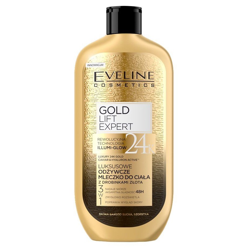Odżywcze mleczko do ciała z drobinkami złota 3 w 1 EVELINE COSMETICS 350 ml
