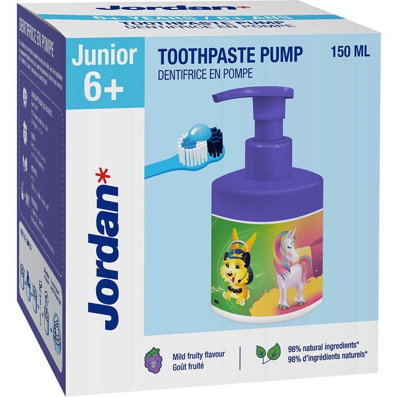 Pasta do zębów w pompce, dla dzieci 6+ lat, o smaku owocowym  Jordan 150 ml