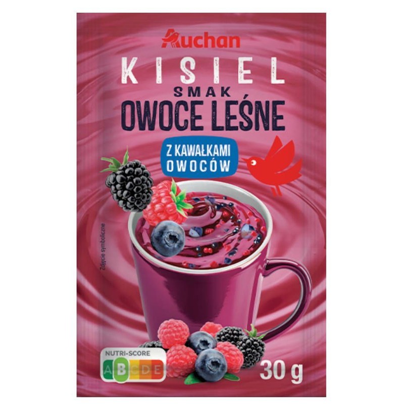 Kisiel o smaku owoców leśnych z kawałkami owoców  Auchan 30 g