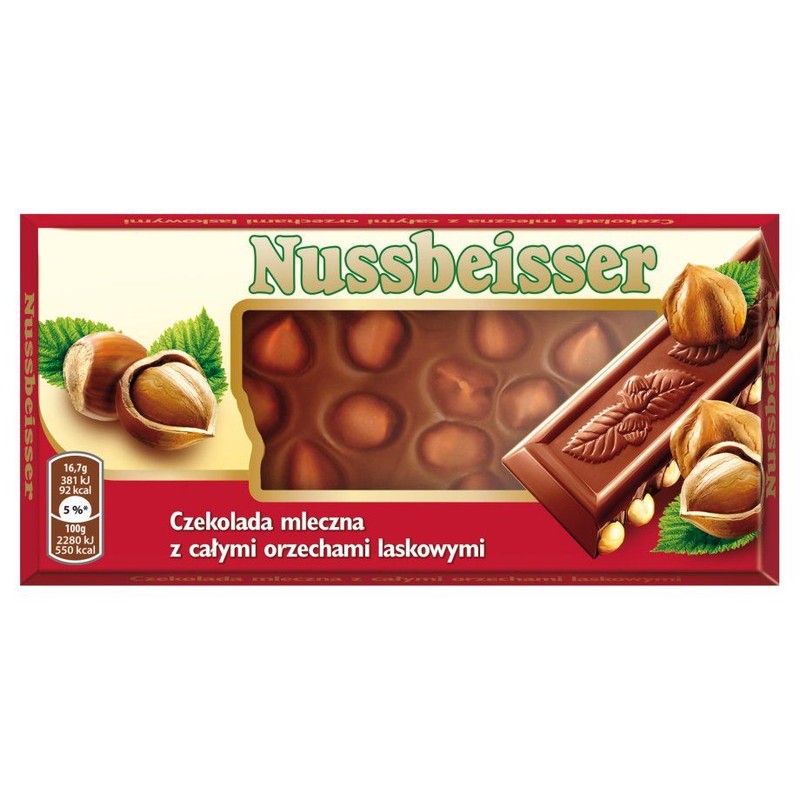 Czekolada mleczna z całymi orzechami laskowymi Nussbeisser 100 g