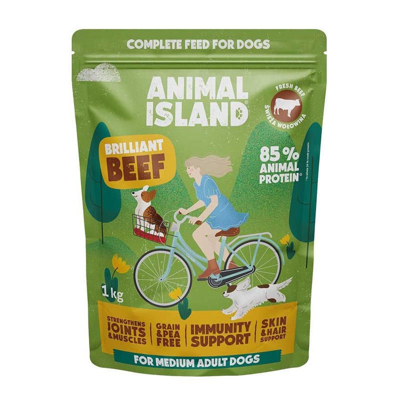 Karma sucha dla psów z wołowiną  Animal Island 1 kg