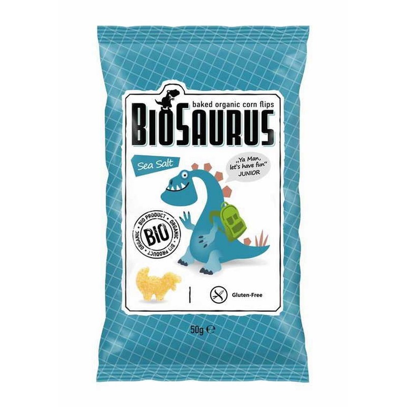 BIO Ekologiczne chrupki kukurydziane o smaku soli morskiej BioSaurus 50 g
