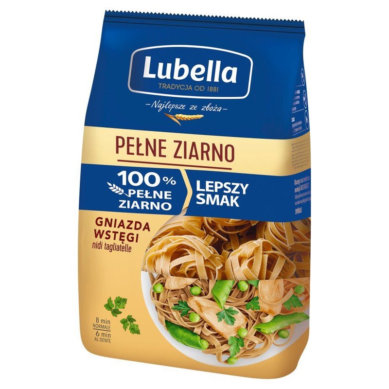 Makaron pełnoziarnisty Gniazda Wstążki Lubella 400 g