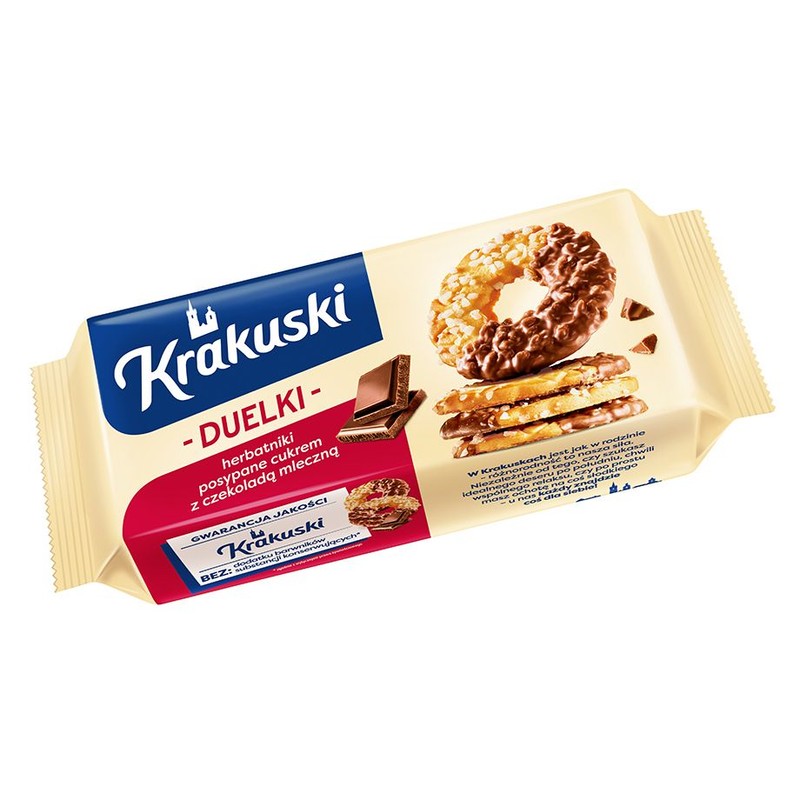 Herbatniki posypane cukre z czekolada mleczną Krakuski 181 g