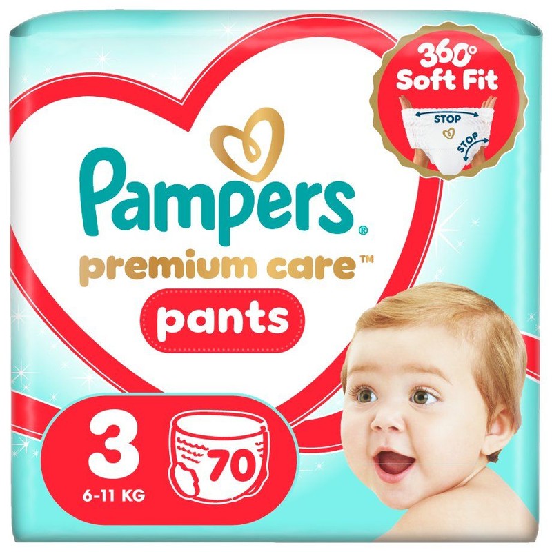 Pieluszki Premium Care Pants 3  6-11 kg  Pampers 70 sztuk