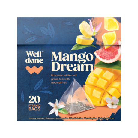 Well Done Herbata ekspresowa biała mango piramidki 20*1,5 G