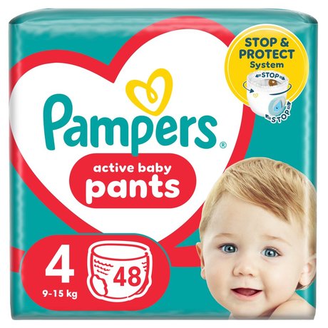 Pieluchomajtki Pampers Active Baby, rozmiar 4, pieluszki 48, 9kg-15kg