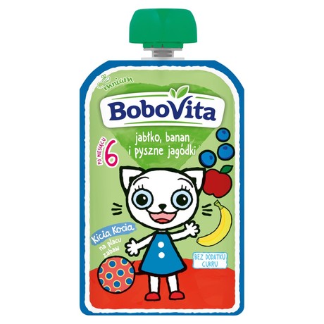 BoboVita Kicia Kocia jabłko banan i pyszne jagódki po 6 miesiącu 100 g
