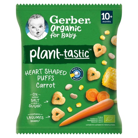 Gerber Organic Serduszka kukurydziane marchewka po 10. miesiąca życia 28 g