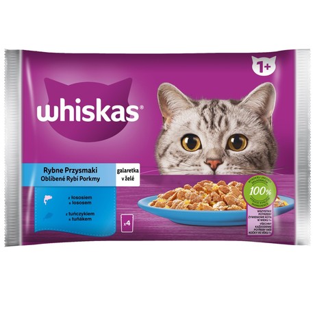 Whiskas Mokra karma dla kotów rybne przysmaki galaretka 340 g (4 x 85 g)