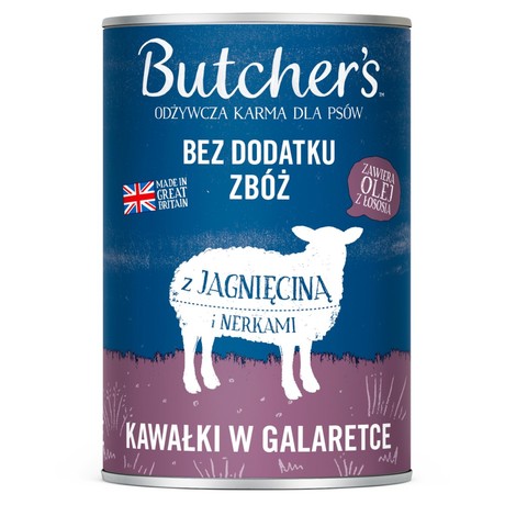 Butcher's Odżywcza karma dla psów kawałki w galaretce z jagnięciną i nerkami 400 g