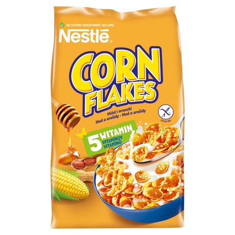 Nestlé Corn Flakes Chrupiące płatki kukurydziane miód i orzeszki 400 g