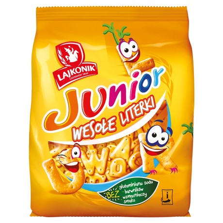 Lajkonik Junior Wesołe Literki Drobne krakersy solone 140 g