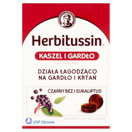 Herbitussin Pastylki na kaszel i gardło 12 sztuk