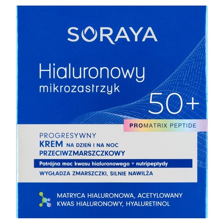 Soraya Hialuronowy Mikrozastrzyk Progresywny krem na dzień i na noc przeciwzmarszczkowy 50+ 50 ml