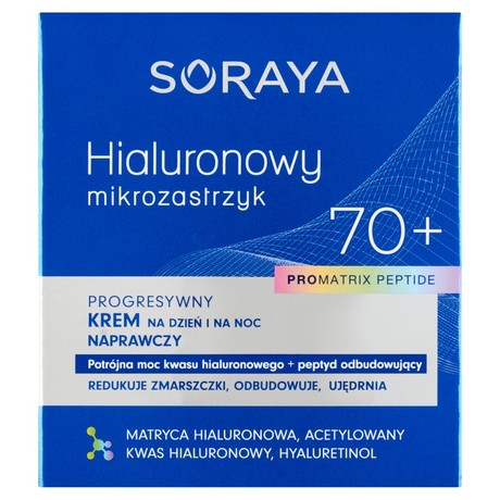 Soraya Hialuronowy Mikrozastrzyk Progresywny krem na dzień i na noc naprawczy 70+ 50 ml