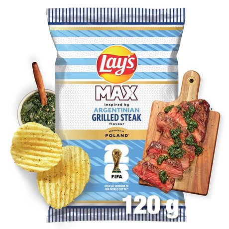 Lay's Max Chipsy ziemniaczane karbowane o smaku grillowanego steku 120 g
