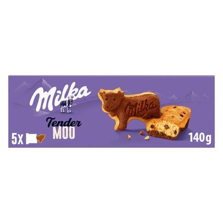 Milka Tender Moo, ciastko biszkoptowo – kakaowe z kawałkami mlecznej czekolady - 140 g