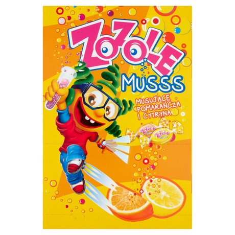 Zozole Musss Karmelki o smaku cytrynowym i pomarańczowym z nadzieniem musującym
