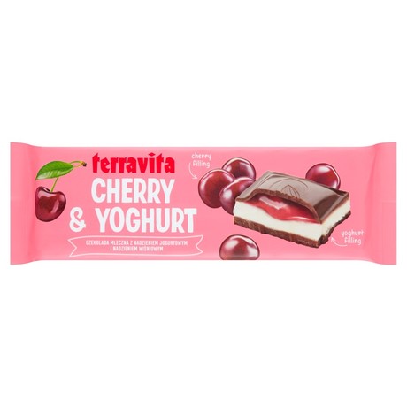 Terravita Czekolada mleczna z nadzieniem jogurtowym i nadzieniem wiśniowym 235 g