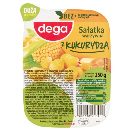 Dega Sałatka warzywna z kukurydzą 250 g