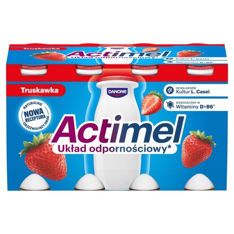 Actimel Napój jogurtowy o smaku truskawkowym 800 g (8 x 100 g)