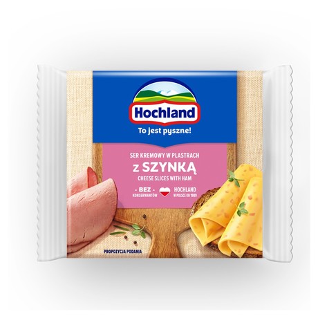 Hochland Ser kremowy w plastrach z szynką 130 g