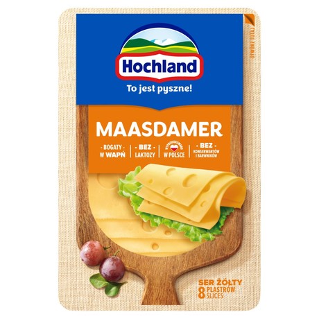 Hochland Ser żółty maasdamer w plastrach 135 g