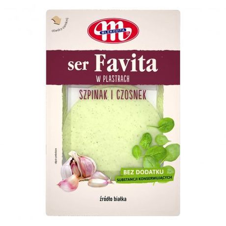 Mlekovita Ser Favita plastry szpinak i czosnek 150 g