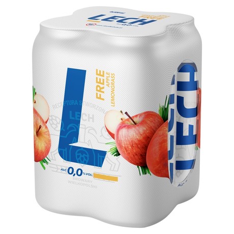 Lech Free Piwo bezalkoholowe o smaku jabłka i trawy cytrynowej 2 l ( 4 x 0,5 l)