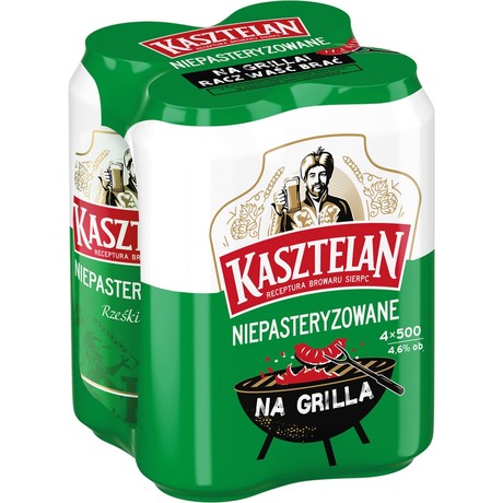 Kasztelan Piwo jasne niepasteryzowane 4 x 500 ml