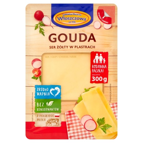 Włoszczowa Ser żółty gouda w plastrach 300 g
