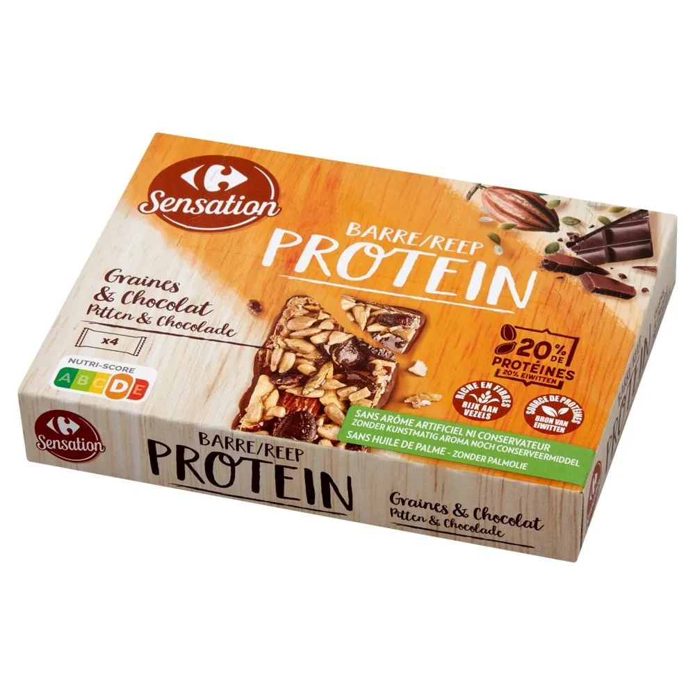 Carrefour Sensation Baton z nasionami słonecznika pestkami dyni migdałami czekoladą 128 g (4 x 32 g)