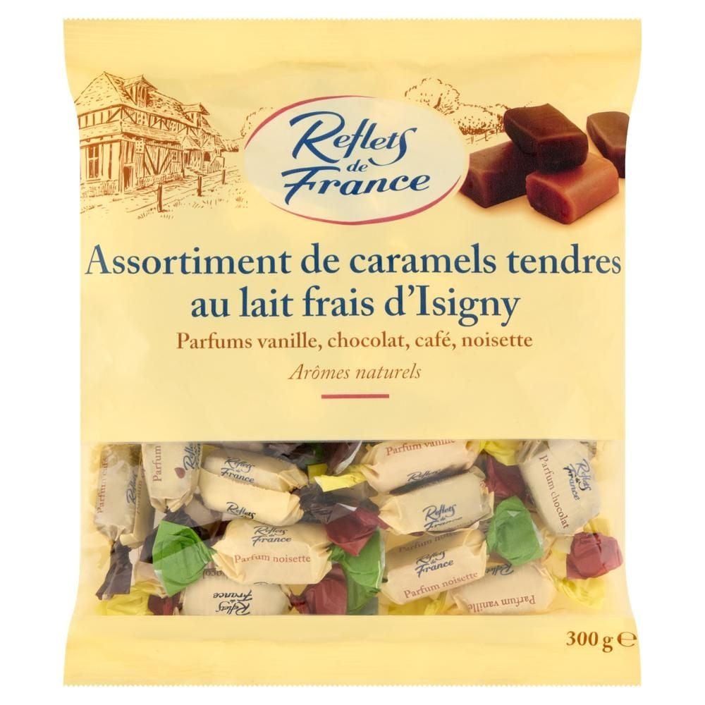 Reflets de France Karmelki mleczne o smaku waniliowym czekoladowym kawowym i orzechowym 300 g