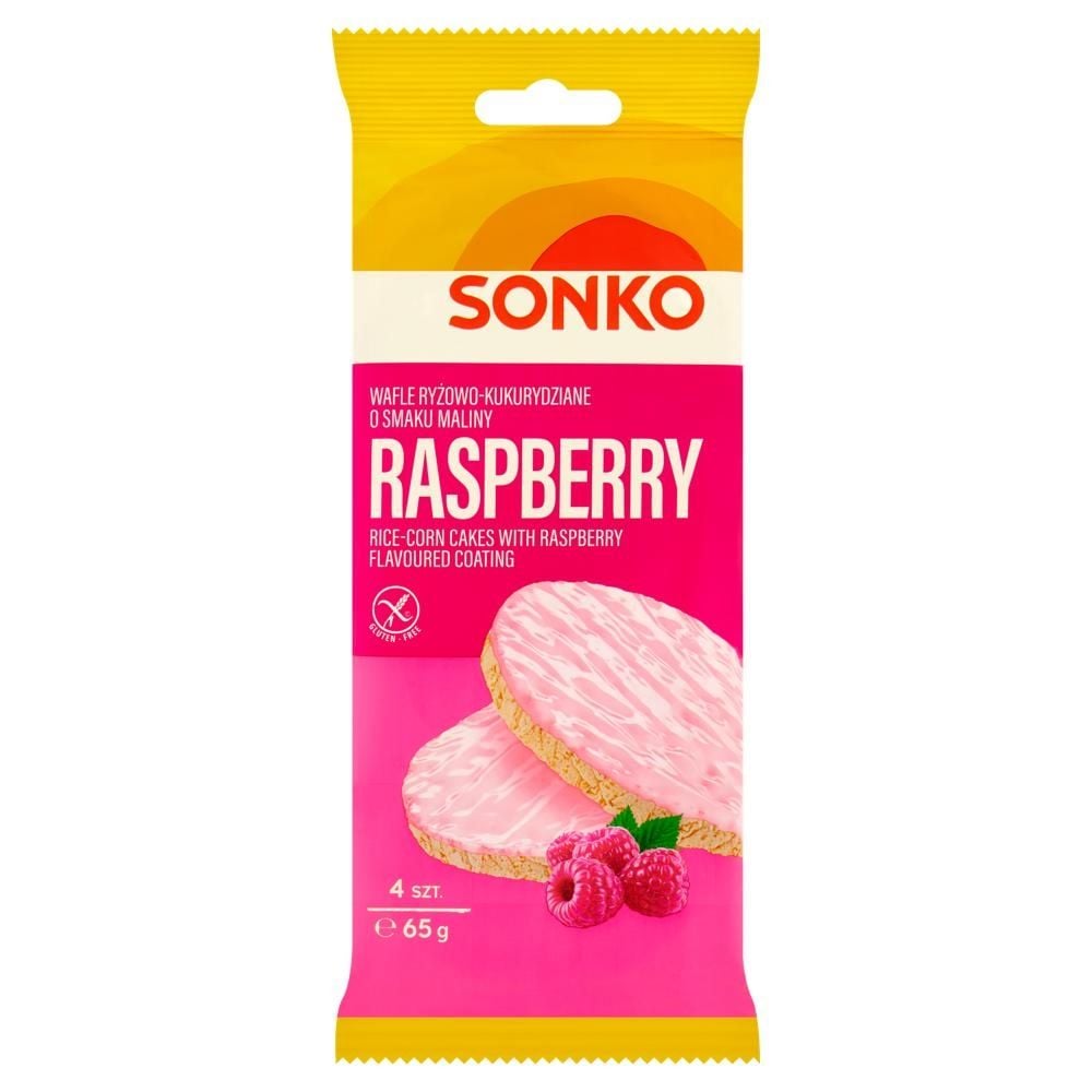 Sonko Wafle ryżowo-kukurydziane o smaku maliny 65 g