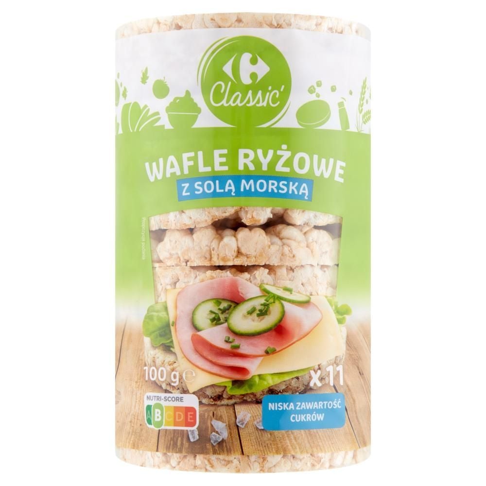Carrefour Classic Wafle ryżowe z solą morską 100 g (11 sztuk)