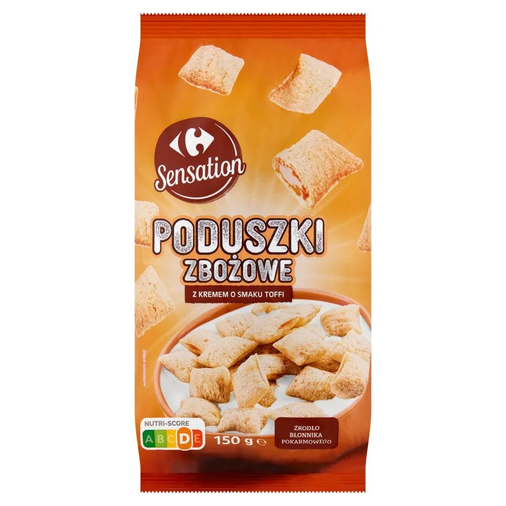 Carrefour Sensation Poduszki zbożowe z kremem o smaku toffi 150 g