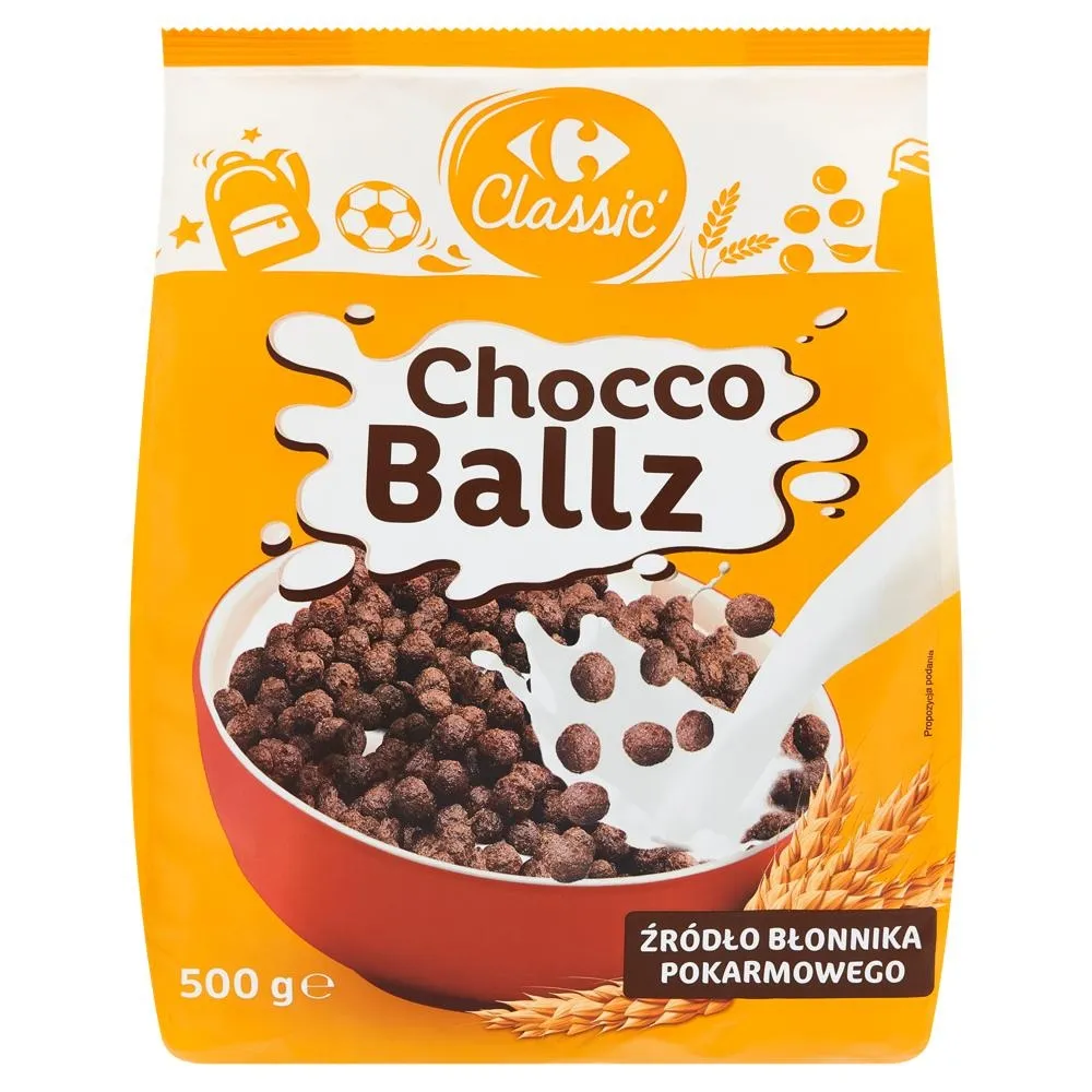 Carrefour Classic Chocco Ballz Kuleczki zbożowe o smaku czekoladowym 500 g