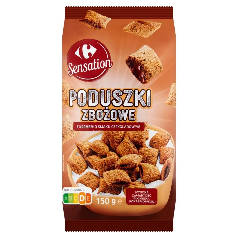 Carrefour Sensation Poduszki zbożowe z kremem o smaku czekoladowym 150 g