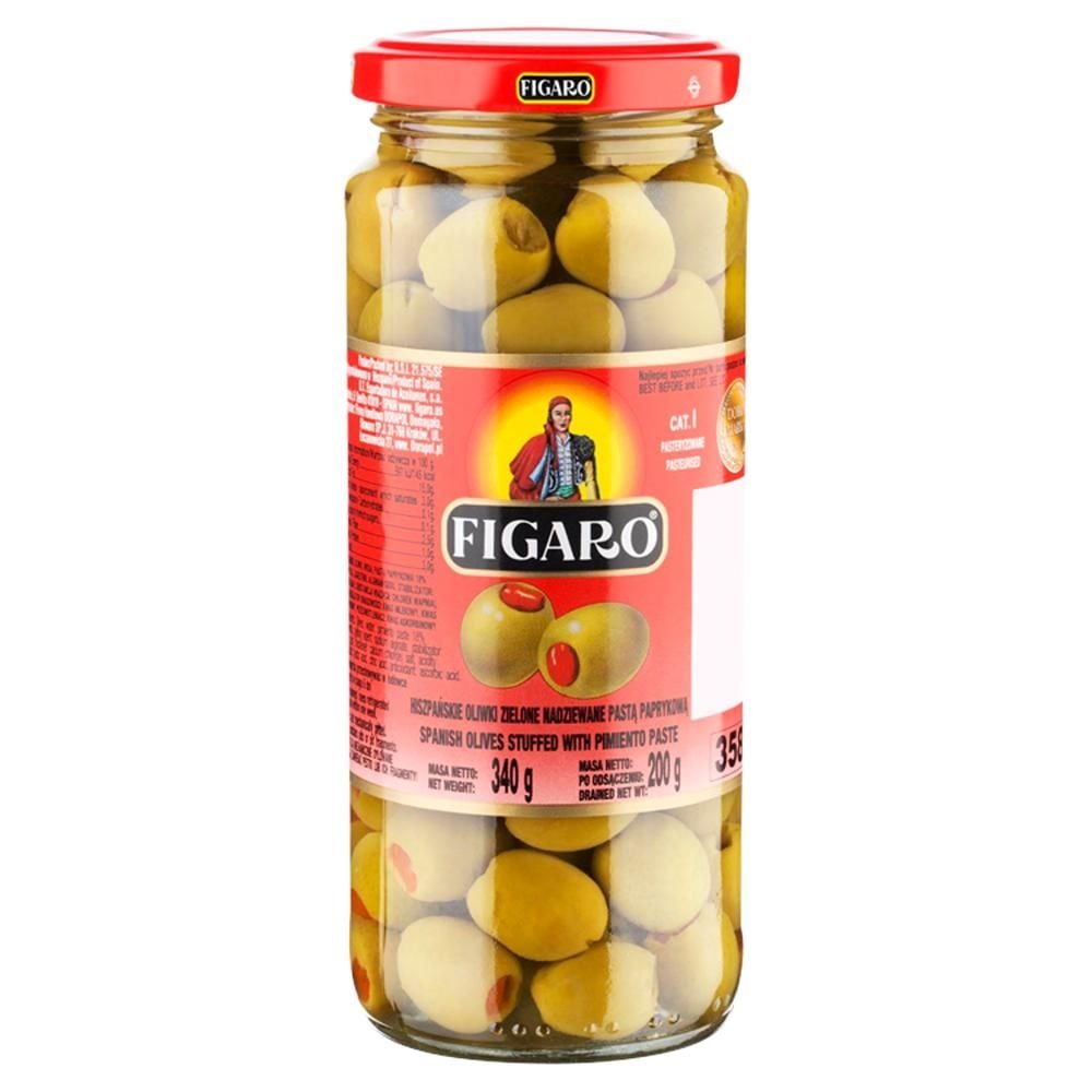 Figaro Hiszpańskie oliwki zielone nadziewane pastą paprykową 340 g
