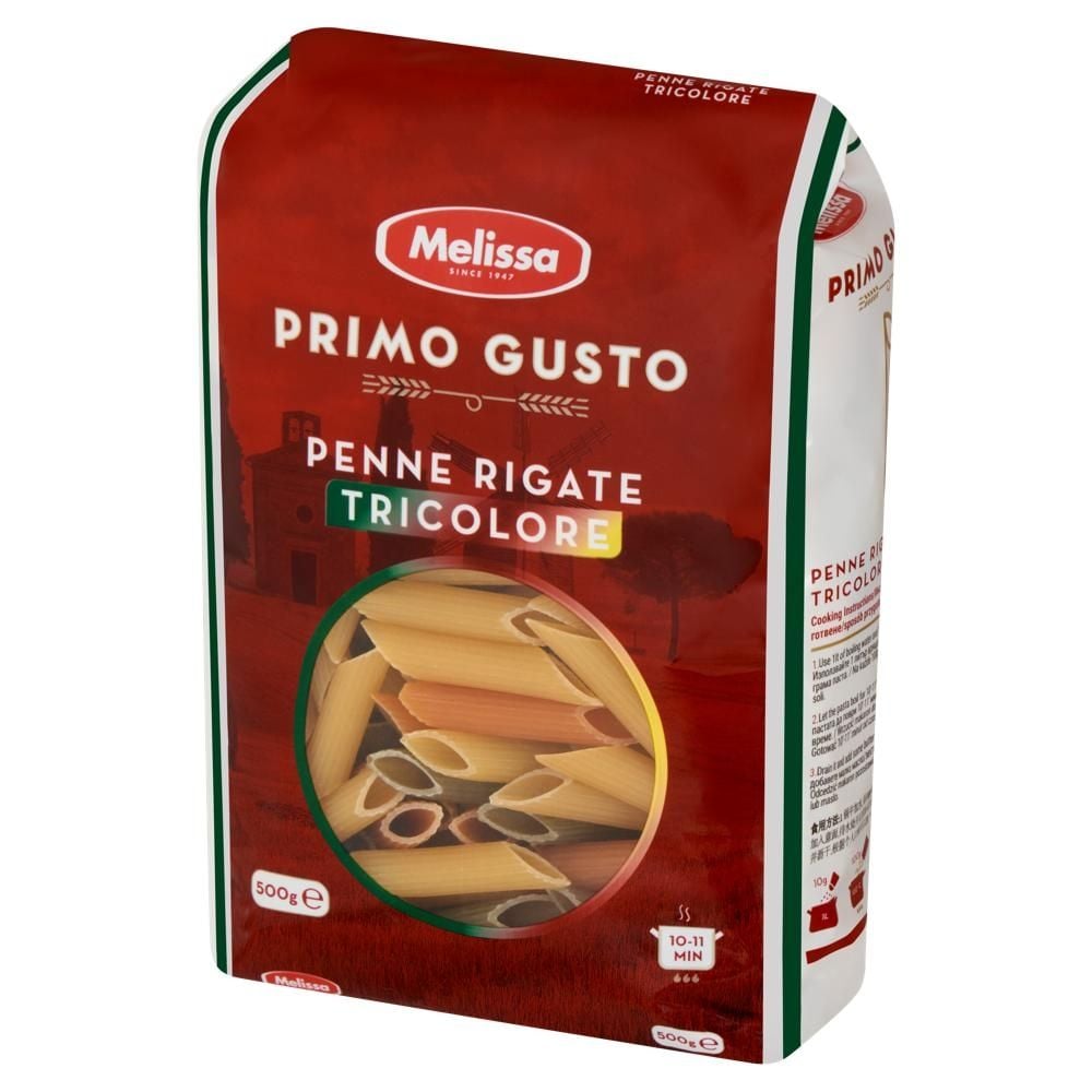 Melissa Primo Gusto Makaron trójkolorowy rurka skośna 500 g