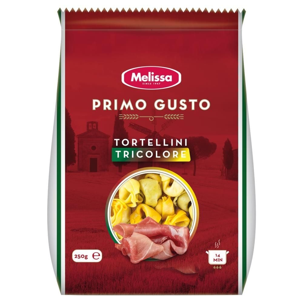 Melissa Primo Gusto Tortellini trzykolorowe z szynką prosciutto 250 g