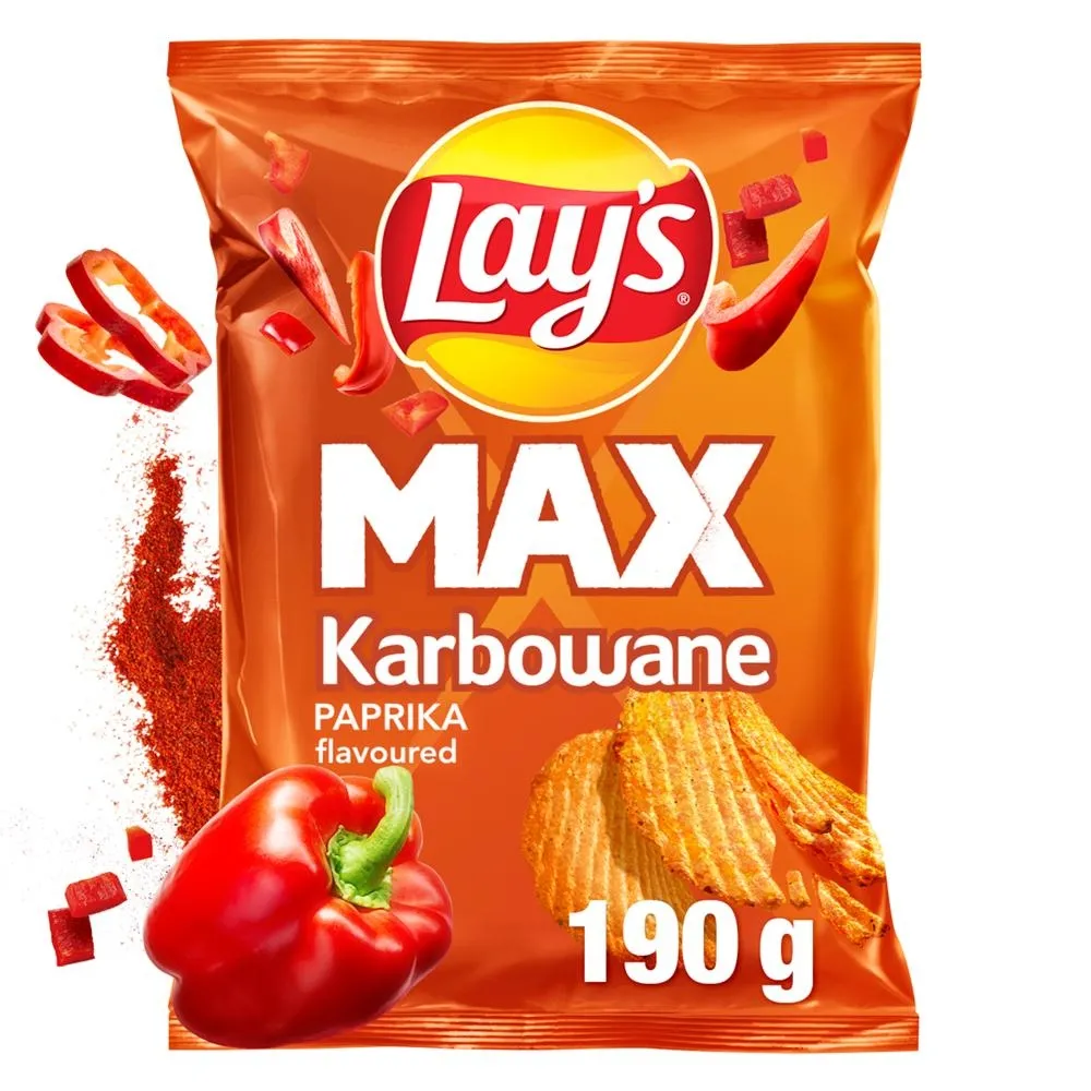 Lay's Max Chipsy ziemniaczane karbowane o smaku papryki 190 g