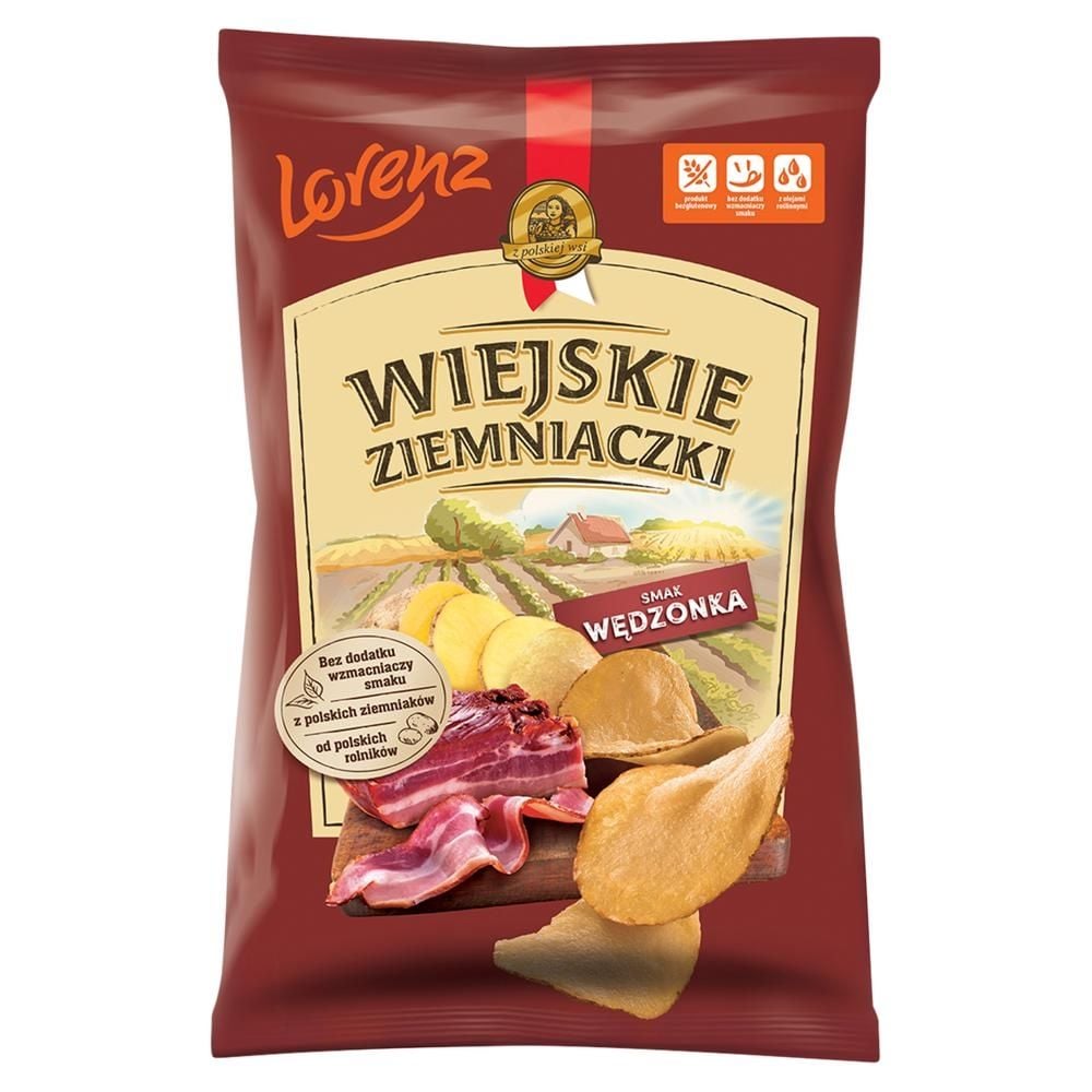 Wiejskie Ziemniaczki Chipsy ziemniaczane smak wędzonka 130 g