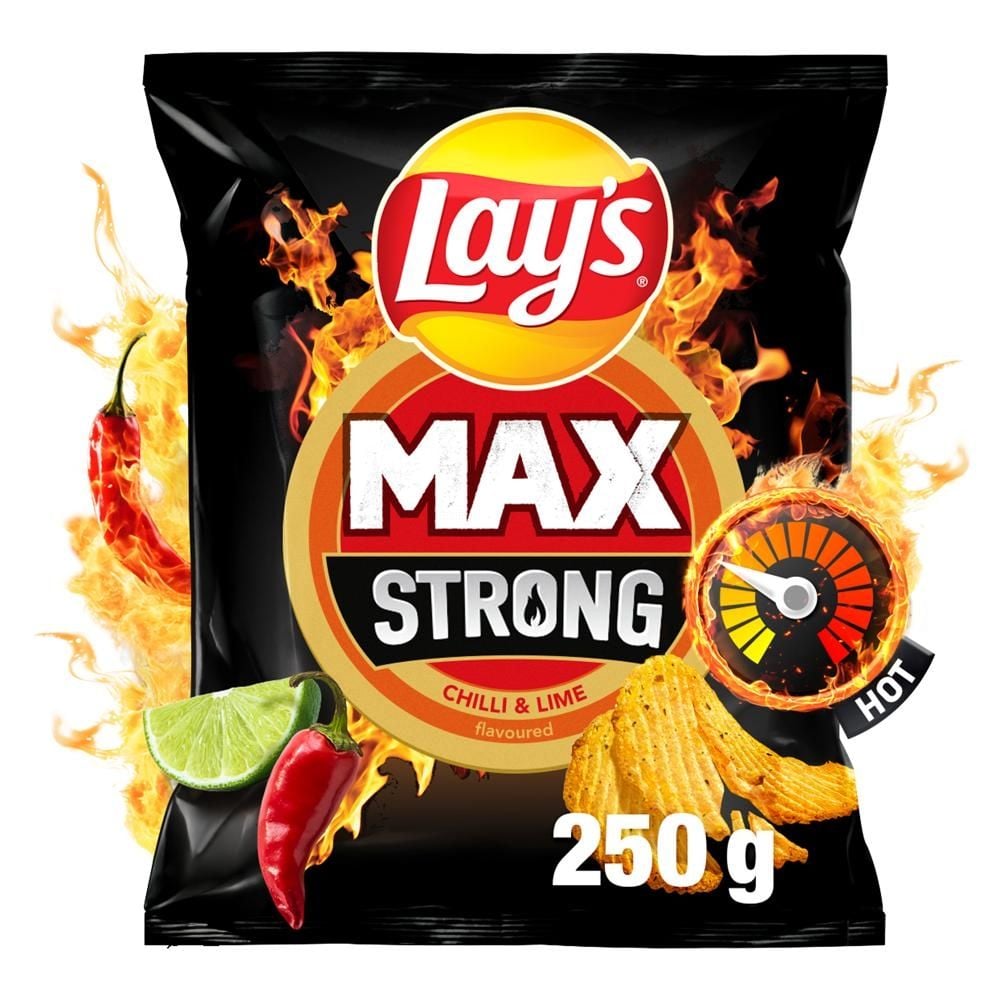Lay's Max Strong Chipsy ziemniaczane karbowane o smaku ostrego chilli i limonki 250 g