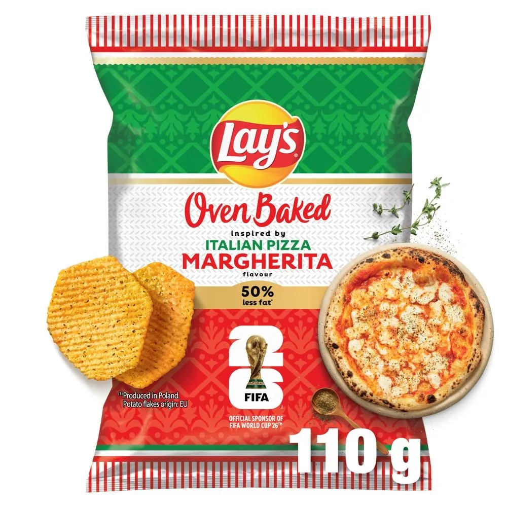 Lay's Oven Baked Pieczone formowane chipsy ziemniaczane o smaku pizzy margherita 110 g