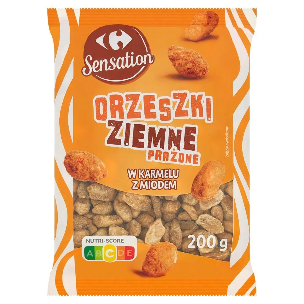 Carrefour Sensation Orzeszki ziemne prażone w karmelu z miodem 200 g