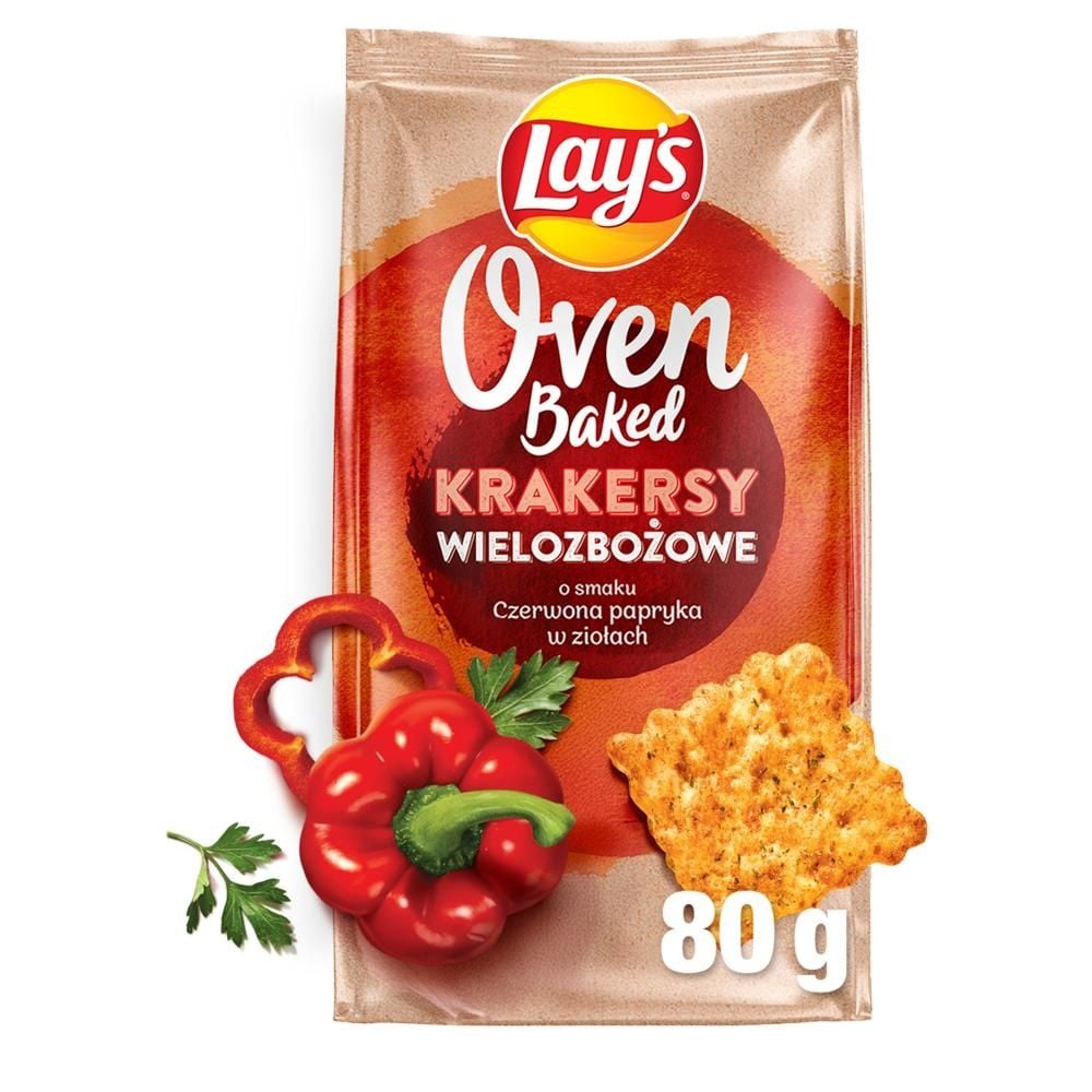 Lay's Oven Baked Krakersy wielozbożowe o smaku czerwona papryka w ziołach 80 g